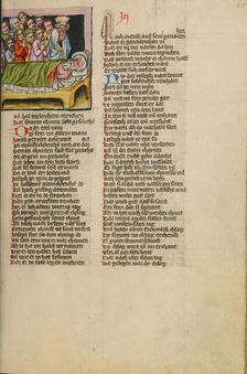 The Death of Jacob; Weltchronik, about 1400-1410. Creator: Unknown