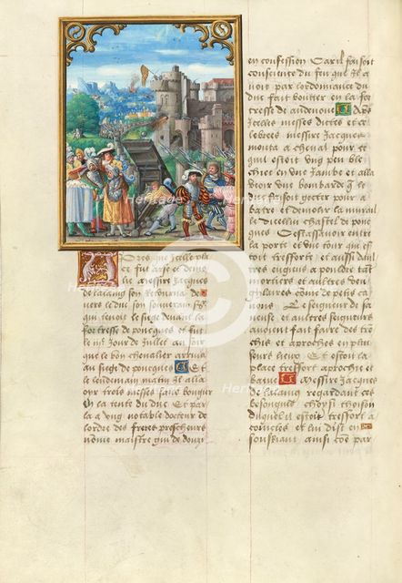 The Death of Jacques de Lalaing at the Siege of Poeke Castle, about 1530. Creator: Master of the Getty Lalaing.