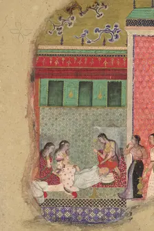 The Death of King Dasharatha, the Father of Rama, Folio from a Ramayana, ca. 1605. Creator: Unknown