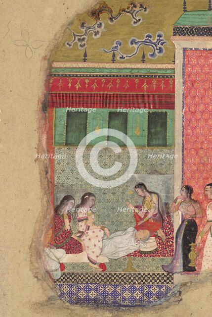 The Death of King Dasharatha, the Father of Rama, Folio from a Ramayana, ca. 1605. Creator: Unknown.