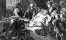 The death of Leonardo de Vinci, 1519.Artist: Walker