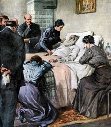 The death of Leo Tolstoy, Russian author and philosopher, 1910