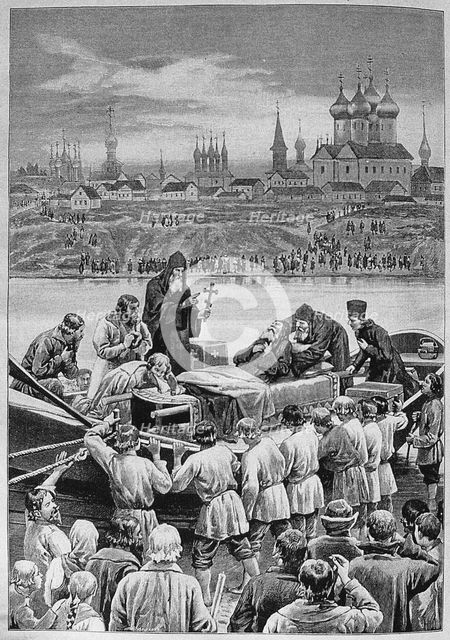 The Death of Patriarch Nikon at the Kotorosl River in Tropino. Artist: Dmitriev-Orenburgsky, Nikolai Dmitrievich (1837-1898)