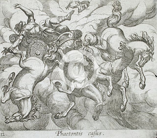 The Death of Phaeton, published 1606. Creators: Antonio Tempesta, Wilhelm Janson.