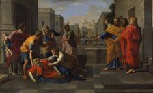 The Death of Sapphira 1654-1656. Artist: Nicolas Poussin