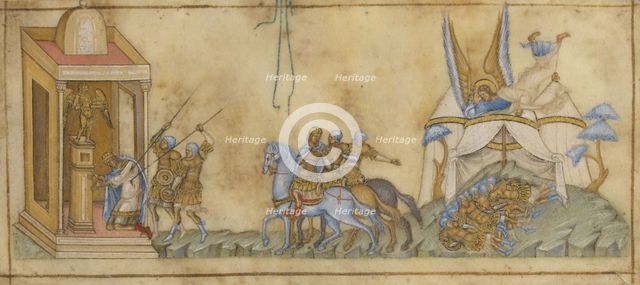 The Death of Sennacherib; miniature from a Book of Old Testament Prophets, about 1300. Creator: Unknown.