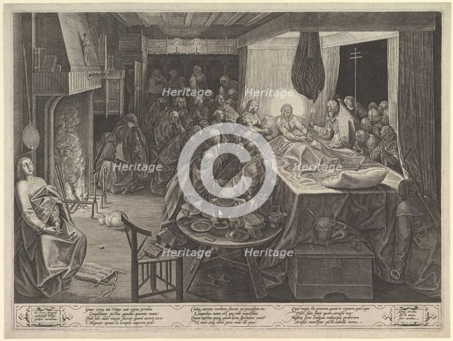 The Death of the Virgin, 1574. Creator: Philip Galle.
