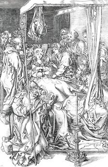 The Death of the Virgin - painted by Martin Schoon, 1850. Creator: Unknown