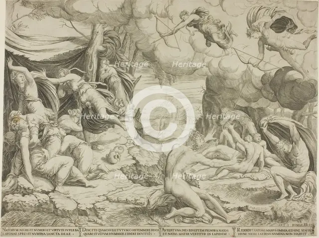 The Death of the Children of Niobe, 1541. Creators: Unknown, Antonio Salamanca.