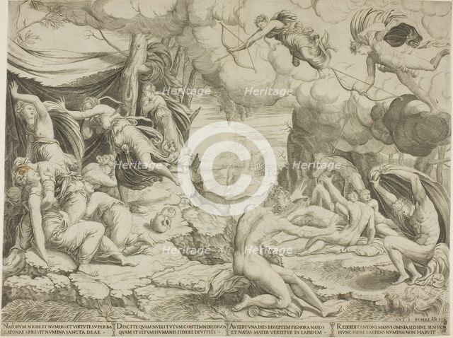 The Death of the Children of Niobe, 1541. Creators: Unknown, Antonio Salamanca.
