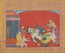 The Death of the Demoness Putana: Folio from a Bhagavata Purana Series, ca. 1610. Creator: Unknown