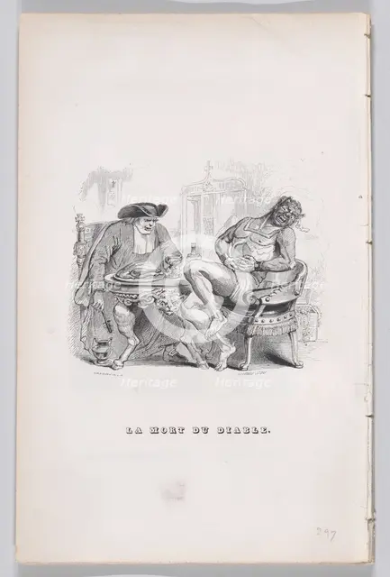 The Death of the Devil from The Complete Works of Béranger, 1836. Creator: John Thompson.