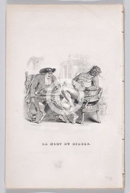 The Death of the Devil from The Complete Works of Béranger, 1836. Creator: John Thompson.