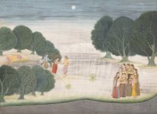 The Death of the Giant Shankachura: Page from a Dispersed Bhagavata Purana...1680-90. Creator: Unknown