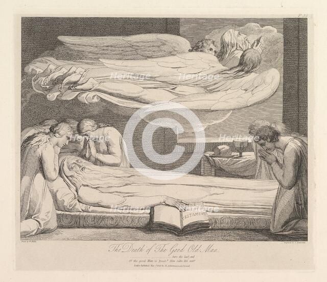 The Death of the Good Old Man, from The Grave, a Poem by Robert Blair, March 1, 1813. Creator: Luigi Schiavonetti.