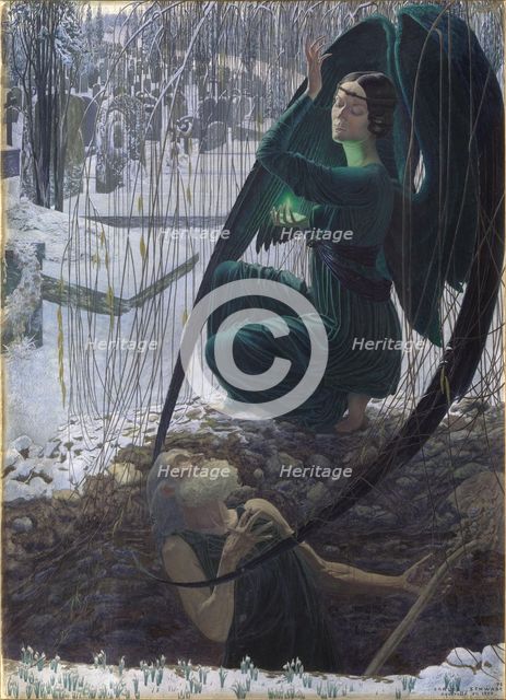 The Death of the Grave Digger (La mort du fossoyeur), 1895-1900. Artist: Schwabe, Carlos (1866-1926)