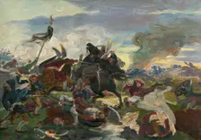 The Death of Tomory in the Battle of Mohács, around 1895-1896. Creator: Jozef Hanula