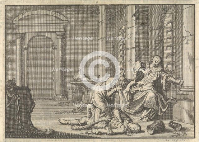 The Death of Tsar Fyodor II Borisovich Godunov, 1605, 1698. Artist: Aa, Pieter van der (1659-1733)