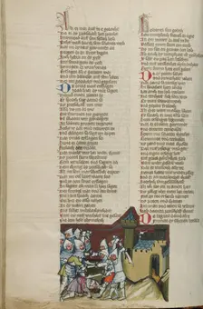 The Death of Uriah; Weltchronik, about 1400-1410. Creator: Unknown