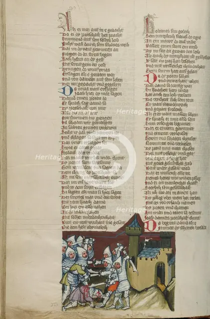 The Death of Uriah; Weltchronik, about 1400-1410. Creator: Unknown.