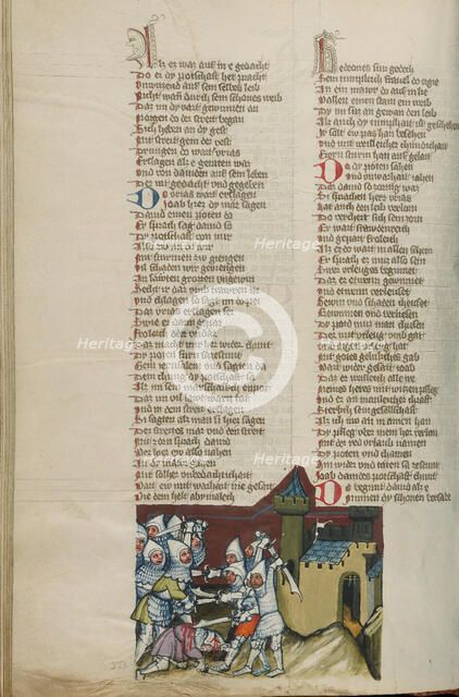 The Death of Uriah; Weltchronik, about 1400-1410. Creator: Unknown.