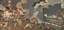 The Death of Yamamoto Dosan at the Great Battle of Kawanakajima, 1866. Creator: Tsukioka Yoshitoshi