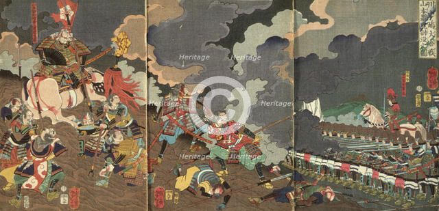 The Death of Yamamoto Dosan at the Great Battle of Kawanakajima, 1866. Creator: Tsukioka Yoshitoshi.