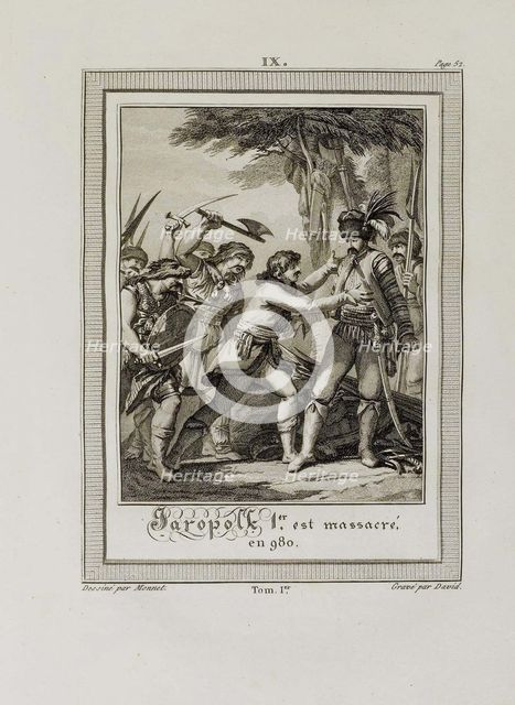 The Death of Yaropolk Svyatoslavich. 980 (From Histoire de Russie by Blin de Sainmore), 1797.