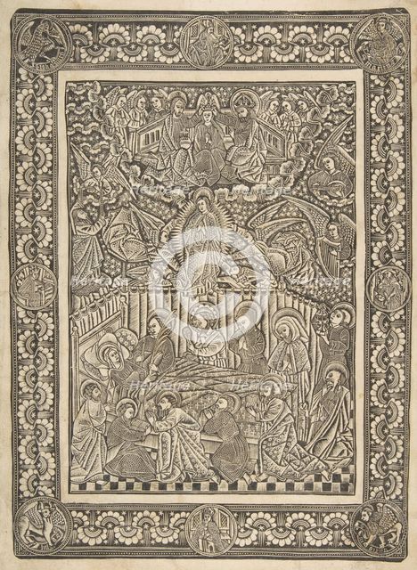 The Death, Assumption, and Crowning of the Virgin, ca. 1470-85. Creator: The Master of the Mountainlike Clouds and The Master of the Church Fathers' Border.