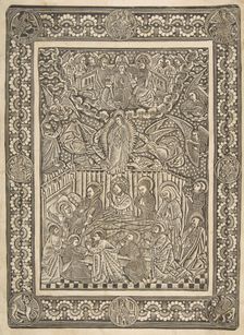 The Death, Assumption, and Crowning of the Virgin, ca. 1470-85. Creator: The Master of the Mountainlike Clouds and The Master of the Church Fathers Border
