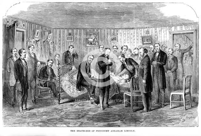 'The Death-bed of President Abraham Lincoln', 1865, (1872). Artist: Unknown