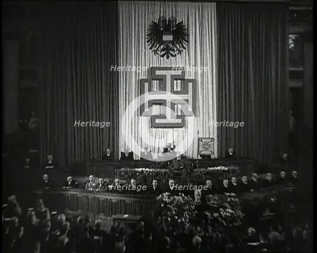 The Debating Chamber of the Parliament Building in Vienna During the German Nazi Annexation..., 1938 Creator: British Pathe Ltd.
