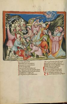 The Defeat of the Amorites; Weltchronik, about 1400-1410. Creator: Unknown