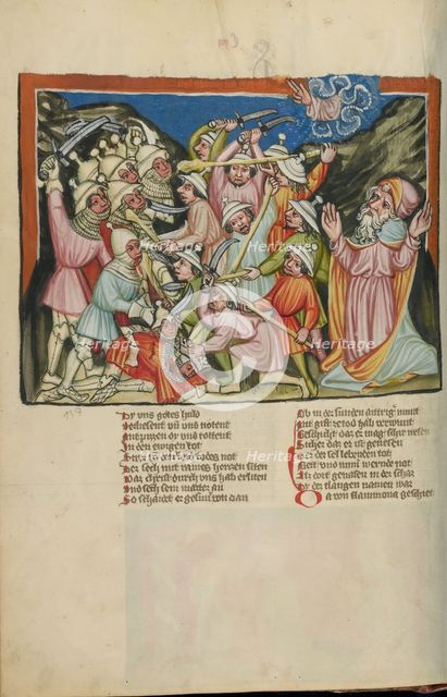 The Defeat of the Amorites; Weltchronik, about 1400-1410. Creator: Unknown.