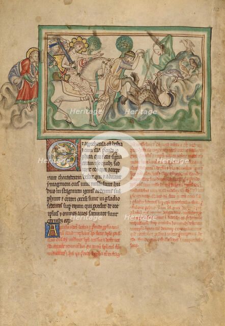 The Defeat of the Beast; Dyson Perrins Apocalypse, about 1255-1260. Creator: Unknown.