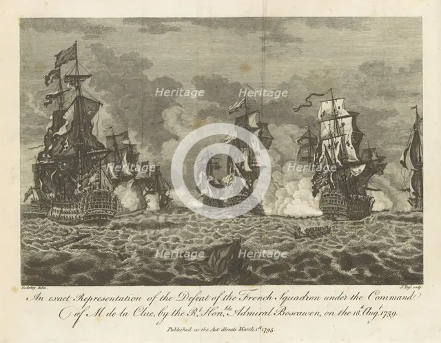 ...the Defeat of the French Squadron...by Admiral Boscawen, on the 18th Aug. 1759, (1800). Creator: J Pass.
