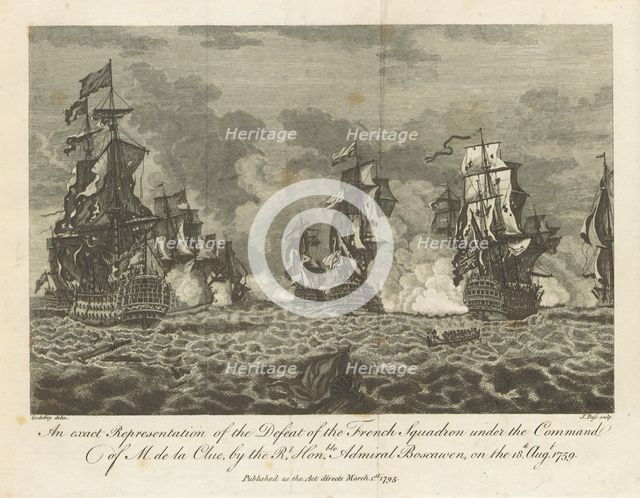...the Defeat of the French Squadron...by Admiral Boscawen, on the 18th Aug. 1759, (1800). Creator: J Pass.