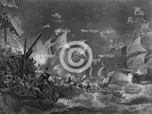 The defeat of the Spanish Armada, 1588 (c1857).Artist: J Rogers