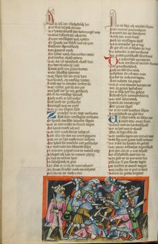 The Defeat of the Philistines; Weltchronik, about 1400-1410. Creator: Unknown
