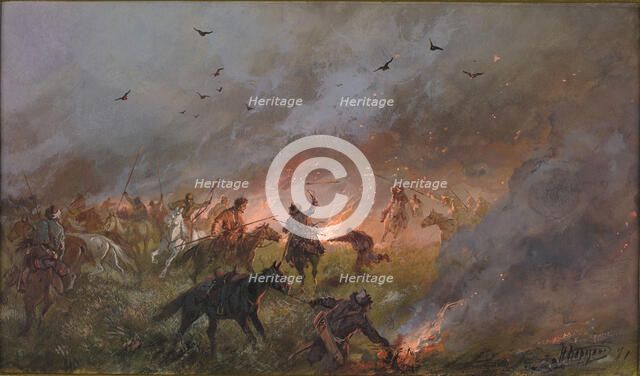 The defeat of the Pugachev's Troops near Troitsk, 1891. Creator: Karasin, Nikolai Nikolayevich (1842-1908).