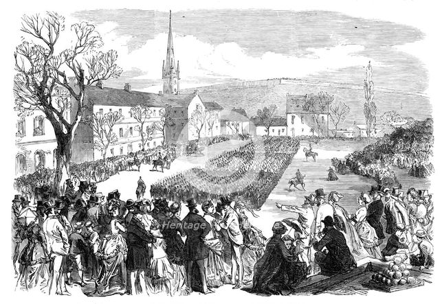 The Defence of Canada: inspection of volunteers at Quebec, 1870. Creator: Unknown.