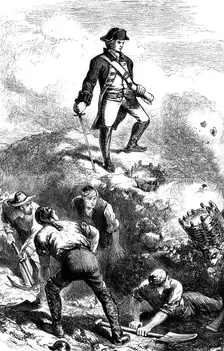 The defence of Breed's Hill, Prescott in the redoubt, 1775 (c1880)