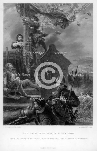 The Defence of Lathom House, 1644.Artist: J Godfrey