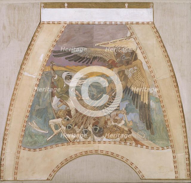 The Defence of the Sampo, sketch for the cupola frescoes of the Finnish Pavilion at the..., 1899. Creator: Akseli Gallen-Kallela.
