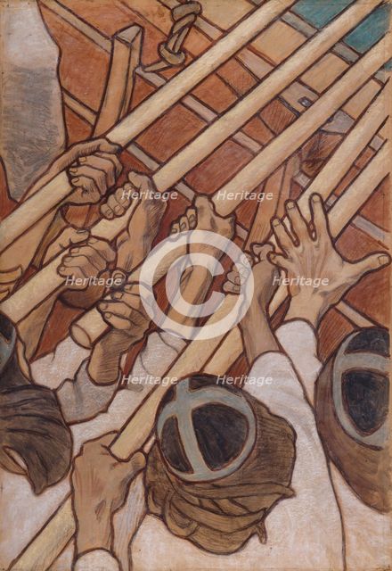 The defence of the Sampo, Sketch for the cupola frescos of the Finnish Pavilion in Paris, 1899. Creator: Akseli Gallen-Kallela.