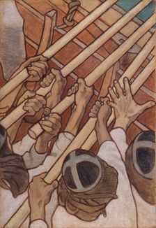 The defence of the Sampo, Sketch for the cupola frescos of the Finnish Pavilion in Paris, 1899. Creator: Akseli Gallen-Kallela