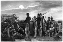 The defenders on the lookout, battery at Lucknow 1857, (c1860)