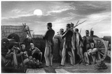 The defenders on the lookout, battery at Lucknow 1857, (c1860)