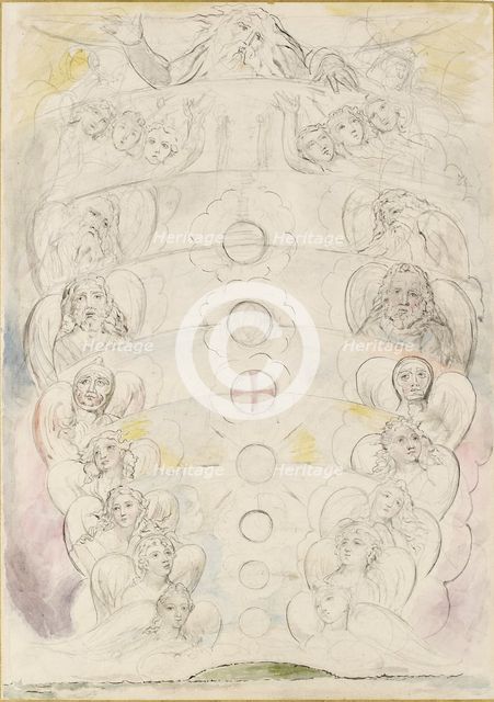 The Deity, from whom proceed the Nine Spheres, 1825-1827. Artist: William Blake.