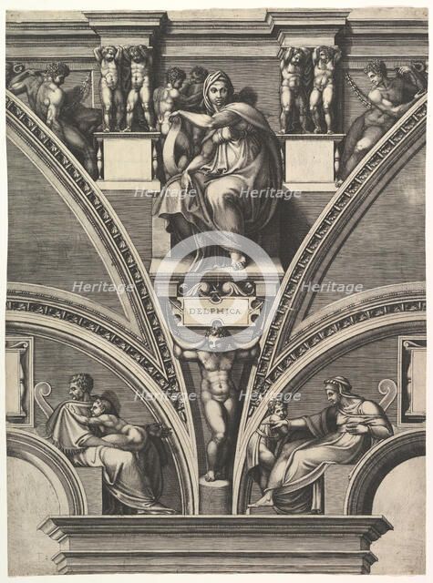The Delphic Sibyl; from the series of Prophets and Sibyls in the Sistine Chapel, 1570-75. Creator: Giorgio Ghisi.
